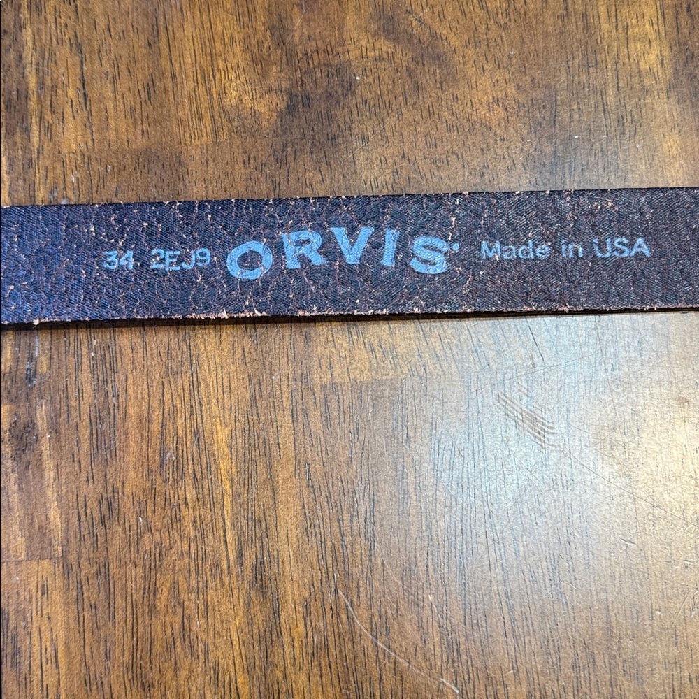 Orvis Men’s Brown Leather Belt with Brass Buckle – Size 34 - Picture 6 of 10
